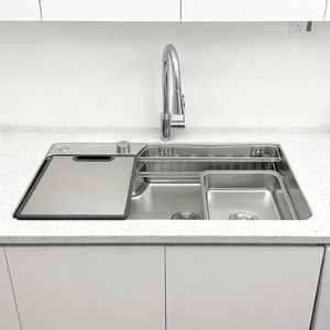 Fregadero <span class=keywords><strong>de</strong></span> Cocina Individual Grande <span class=keywords><strong>de</strong></span> Estilo Japonés <span class=keywords><strong>de</strong></span> 75x48cm, Acero Inoxidable 304 con Textura <span class=keywords><strong>de</strong></span> Grano <span class=keywords><strong>de</strong></span> Arroz <span class=keywords><strong>de</strong></span> 1.8mm <span class=keywords><strong>de</strong></span> Grosor, Fregadero <span class=keywords><strong>de</strong></span> Montaje Superior - Product Image 4