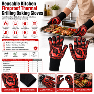 Gants de barbecue résistants à la chaleur en gros, gants de cuisson thermiques réutilisables pour la <span class=keywords><strong>cuisine</strong></span> et le four - Product Image 1