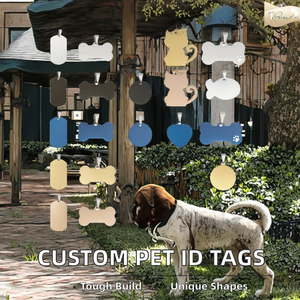 Tag nama anjing besi tahan karat emas pribadi lucu ID hewan peliharaan logam khusus dengan ukiran hewan Dogtag pria - Product Image 3