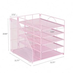 Metal Mesh Desk Organizers and Accessories 5 Tier Paper Organizer with <b>File</b> Holder <b>Document</b> Organizer - Product Image 5