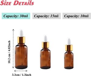 Vente en gros de flacons compte-gouttes en verre ambré transparent pour huiles essentielles de 5 ml, 10 ml, 15 ml, 20 ml, 30 ml, 50 ml, 100 ml avec tube en papier - Product Image 2