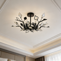 Lustre de plafond en cristal de fer JACKSUN 22,83'' Luxe Branche pour chambre à coucher Salon