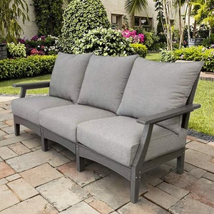 屋外用HDPEグレーソファ（クッション付き）パティオ、オープンエアバルコニー、防水、UV耐性、ホテル、民宿、庭園用屋外家具 - Product Image 2
