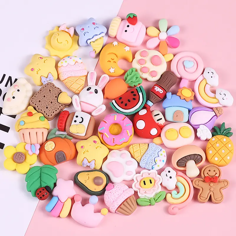 Mix Designs Kawaii Food Animal Flower Flat Back Resin Cabochons For Jewelry Charm Accessories