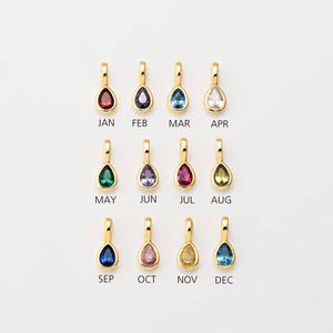 Birthstone Pendant Charms Jewelry Findings Accessories DIY Necklace Parts Gold Plated Stone Drop Components for Making Jewelry - Product Image 6