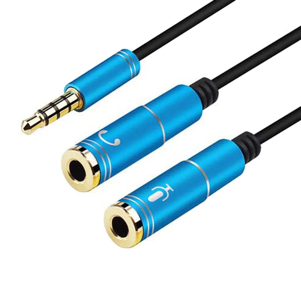 3.5ミリメートルJack Headphone + Mic Audio Splitter Gold Plated Aux Extension Adapter Cable