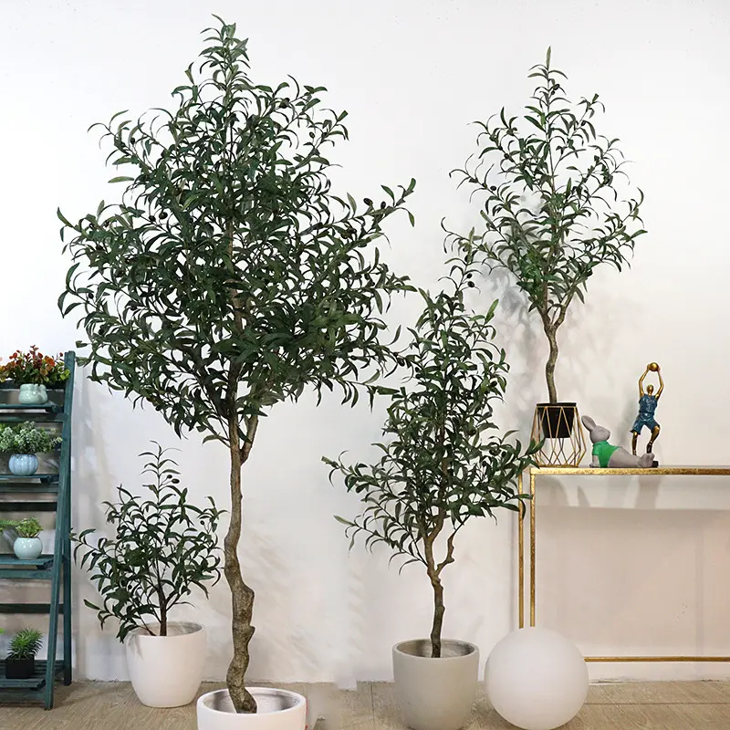 Indoor Decoration Nearly Natural Fake Bonsai 6ft 180cm 2.1m Faux Decorative Plastic Plants Olive Artificial Tree