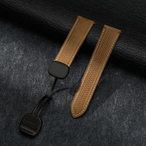 Nouveau bracelet de montre en cuir pleine fleur à motif grain de blé pour <span class=keywords><strong>Huawei</strong></span> – Bracelet de remplacement sportif et respirant en cuir - Product Image 2