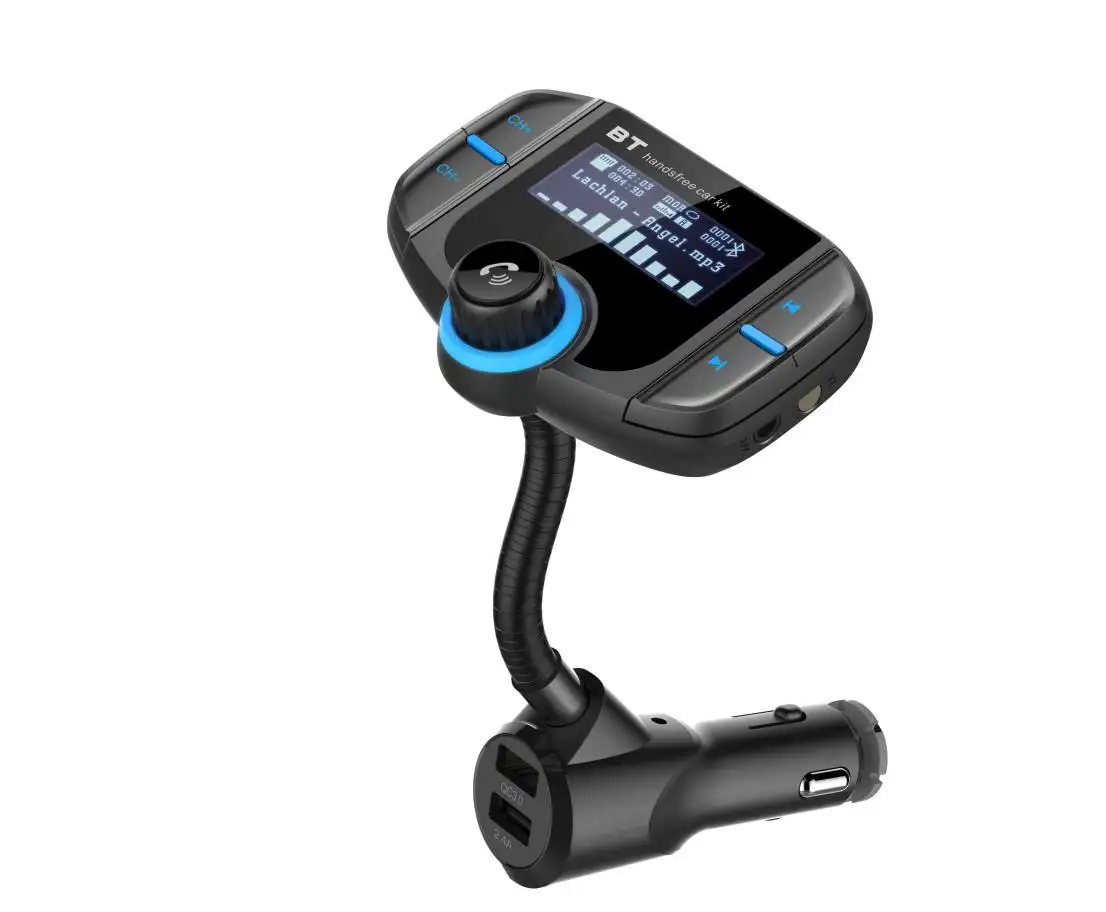 Hot Sell 1.44 inch Big Screen FM Transmitter Dual USB Car Charger QC3.0 Handsfree Audio MP3 Music Player