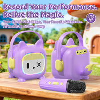 Mikrofon Karaoke Portabel Luar Ruangan Baru dengan Lampu LED Hadiah Anak-Anak Speaker Mini