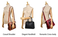 Ensemble de sacs à main vintage en similicuir 4 pièces pour femme : sac fourre-tout, sac bandoulière, pochette et portefeuille avec breloque chat à pompon