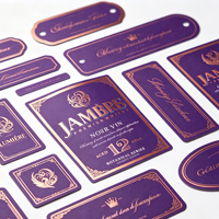 Etiquetas Autoadhesivas para Vino y Licores en Bronce Antiguo Dorado, Papel Rígido con Textura de Lino Plateado Brillante, Rectángulo Personalizable