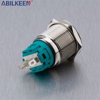 Interrupteur à bouton-poussoir efficace sans éclairage 19 mm 12 V IP65 pour salles de contrôle, interrupteur à bouton-poussoir électrique en métal