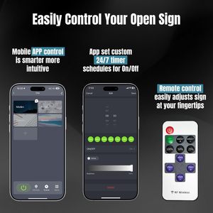 37" X 13" <b>Led</b> Open <b>Sign</b> With App Remote Control Adjustable Brightness 14 Modes For Store Front Display - Product Image 5