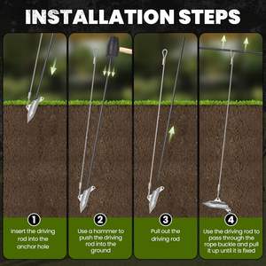 Bodenanker mit 76 cm Langem 3,2 mm Kabel Einfaches Hakenanker-Set Ankerkabel zur Befestigung von Zelten, Bäumen, Schuppen und Gewächshäusern - Product Image 5