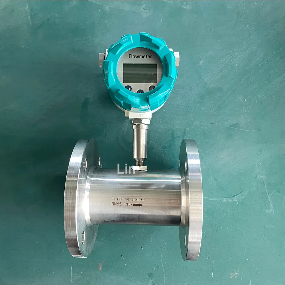 digital 1% accuracy dn100 220v water gas turbine flow meter diesel oil fuel high temperature liquid Turbine Flowmeter