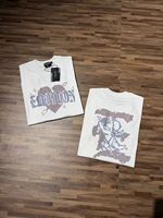 T-shirt de couple tendance de haute qualité avec lettres en strass, style vintage, collection Émotions Mixtes Été
