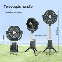 Ventilateur de camping portable rechargeable par USB, moteur sans balais, télécommande, design pliable, trois vitesses, emballage en boîte