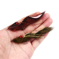 BH Feather Dumbbell Rabbit Hair Mane Guest Simulation Fly Bait Hooks pour la pêche au bar de rivière, super résistants, affûtés chimiquement