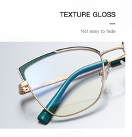 Lunettes de vue anti-lumière bleue œil de chat de créateur en gros, montures métalliques de luxe, lunettes de myopie pour femmes