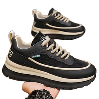 Chaussures de course imperméables en PU légères et antidérapantes pour hommes, avec semelle épaisse respirante et rehaussante, chaussures de marche souples pour hommes