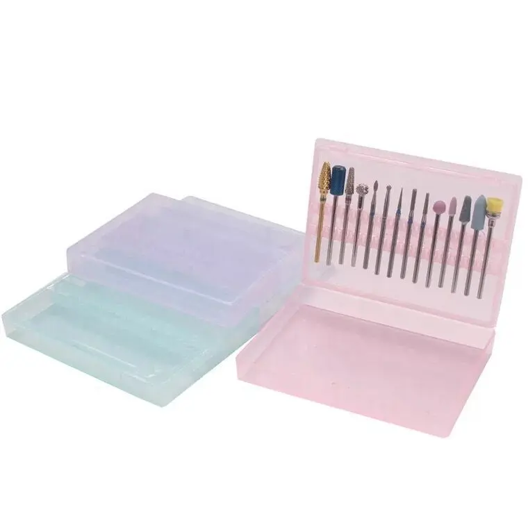 Acrylic Transparent Holder for Electric Nail Drill Files Manicure Exhibition Tools Nail Drill Bit Box Organizer