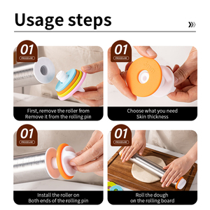 14 inch có thể điều chỉnh thép không gỉ cán <span class=keywords><strong>pin</strong></span> với độ dày Nhẫn fondant bánh Pizza Pie Pasta Cookies nướng bột Con lăn pins - Product Image 5