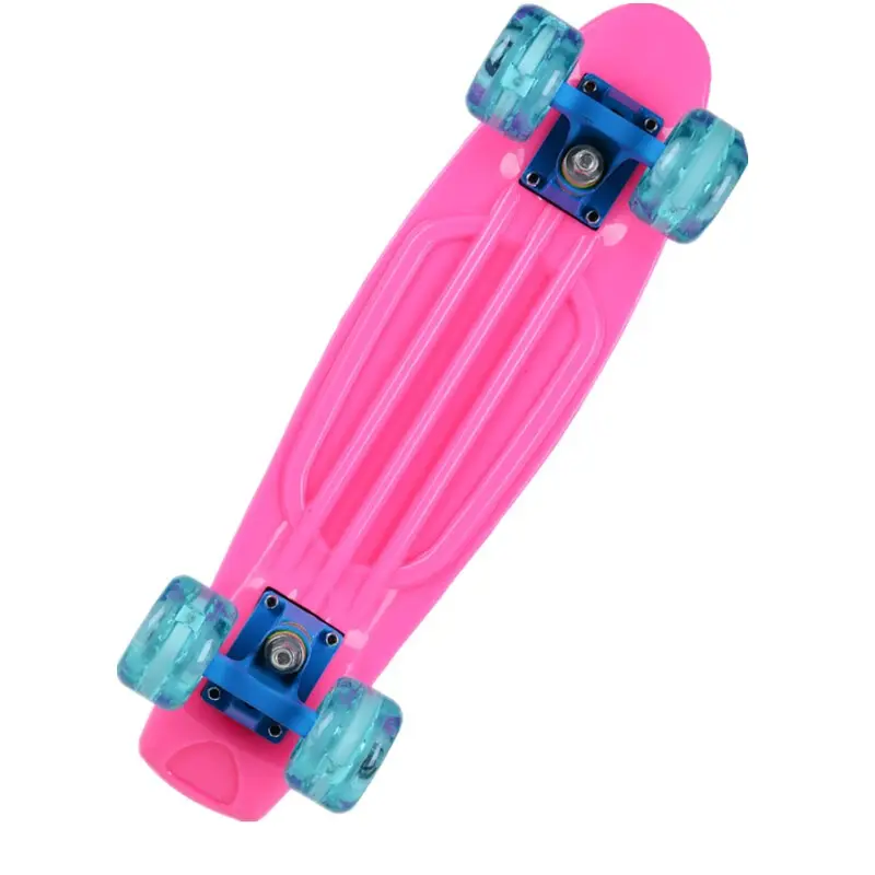 YSMLE plastik putri duyung 22 inci Mini anak dewasa 4 flash pu roda gratis ikan skateboard