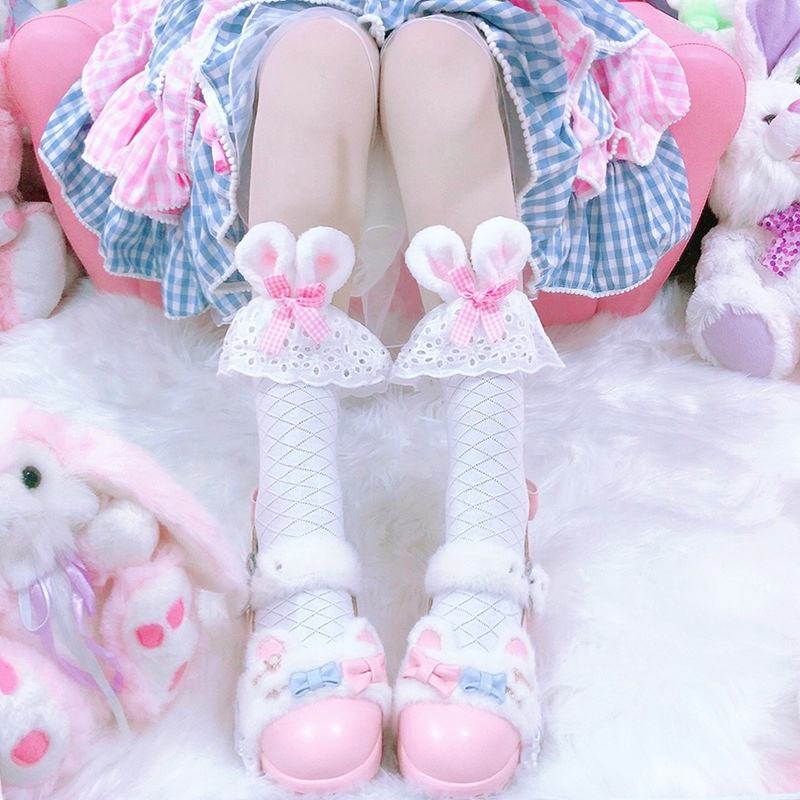 Vente en gros Kawaii Lolita Bunny Chaussettes avec nœud Filles
