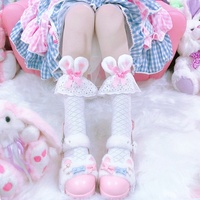 Chaussettes Lolita Kawaii en Gros avec Nœud pour Filles et Femmes – Chaussettes Courtes à Volants Mignonnes Lapin