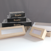 Boîte à sushi pliable en papier kraft écologique personnalisée avec fenêtre transparente pour emporter, idéale pour salades, gâteaux et pâtisseries