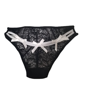 Culottes sexy pour femmes avec nœud papillon, slips triangulaires, ajourés, taille basse, semi-couvrants, transparents, entrejambe en coton - Product Image 5