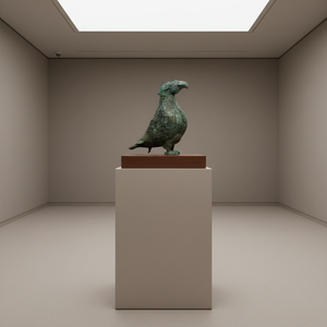 Oiseau en bronze Zun <span class=keywords><strong>Zi</strong></span> Zhan Nong, artisanat métallique exquis avec motif de plumes complexe et ornementation de dragon Kui - Product Image 1
