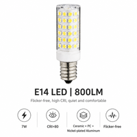 Ampoule LED E14 7W 220-240V Céramique 350LM 2700K/6000K 2835*96SMD 360 Degrés Sans Scintillement CE RoHS Remplacement d'Ampoule Halogène Résidentielle