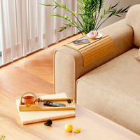 Plateau de canapé pliable 2 en 1 en bambou avec porte-gobelet amovible, finition laquée, plateau de table pour canapé pour boissons, nourriture, télécommande, épices