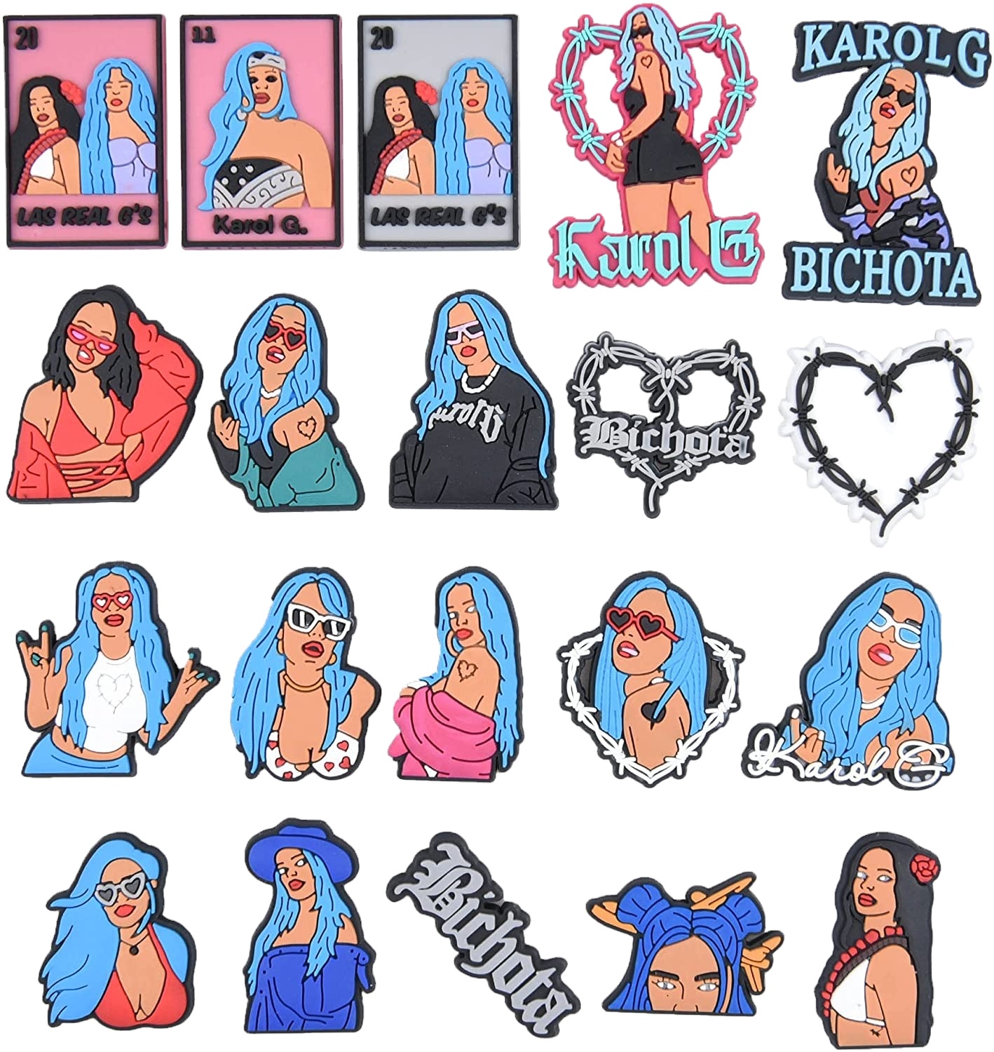 Оптовая продажа, изготовленные на заказ, известная певица Бруно Карол G, Мультяшные мягкие подвески из ПВХ, дизайнерские подвески для обуви