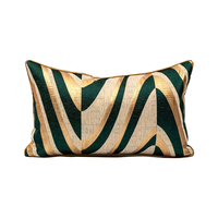 Housse de coussin de luxe à motif ondulé vert et or, taie d'oreiller carrée décorative pour lit, canapé et siège 45*45CM 50*50CM