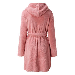Women Bath Robe Winter <strong>Fluffy</strong> Plush <strong>Pyjamas</strong> <strong>Ladies</strong> Sexy Hooded Dressing Solid Color Gown Warm Bathrobe Female Home Clothing - Product Image 1