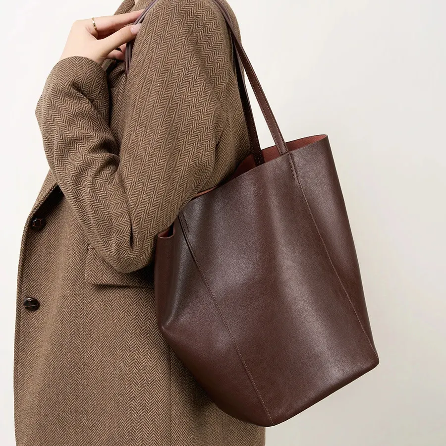 Большие кожаные женские дизайнерские сумки, женские кожаные сумки через плечо, сумки-ведра большого размера для женщин, 2024 с индивидуальным логотипом