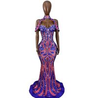 Robe longue élégante en strass pour femme, idéale pour anniversaire, remise de diplôme, soirée, cocktail, bal de promo, dîner, tenue de soirée sirène pour hôtesse ou chanteuse