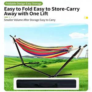Nouvelle <span class=keywords><strong>hamac</strong></span> tissé coloré d'extérieur, capacité 200 kg, avec support réglable, 6 niveaux de hauteur, pliable, pour camping et <span class=keywords><strong>balcon</strong></span> - Product Image 5