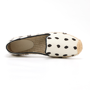 Espadrilles plates décontractées pour filles, motif pois blancs et noirs, printemps-été, confortables, respirantes, antidérapantes, en <span class=keywords><strong>crin</strong></span> de cheval - Product Image 3