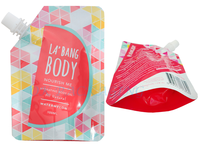 Pochette souple personnalisée écologique de 1L avec bec verseur pour jus de fruits, détergent liquide ou boissons, avec logo personnalisé en PE