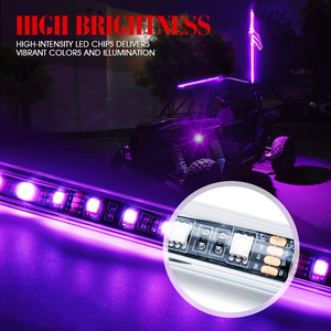 เสาธงแบบยืดหยุ่น ADT 3 ฟุต 0.9 เมตร พร้อมไฟ LED สำหรับรถออฟโรด UTV RZR ATV ไฟ LED สีขาว น้ำเงิน เขียว - Product Image 4