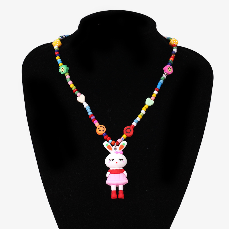 Collier de perles de rocaille Lapin Rose