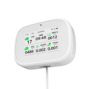 เครื่องตรวจวัดคุณภาพอากาศติดผนัง Ggele ปี 2025 ตรวจจับ TVOC HCHO CO2 แบบพกพา หน้าจอ LED 3.5 นิ้ว เครื่องวิเคราะห์ก๊าซ - Product Image 2