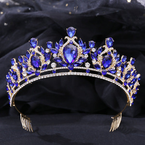 Diadema da sposa con zirconi cubici corona della regina reale e diademi in oro rosa con pettine per la sposa - Product Image 5