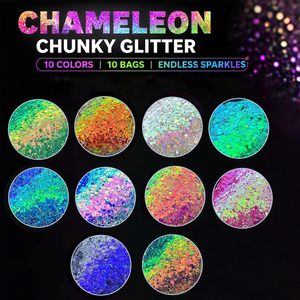 Chameleon Glitter Craft Chunky Glitter for Snow Globe Tumblers Epoxy Resin Nail Art Slime Body Face Hair Cosmetic Printing - Product Image 2