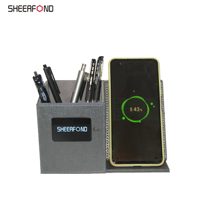 QI Certification and LED Mark of 2in1 pen holder with wireless charging unique gift fancy birthday present for girl friend