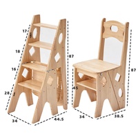Youtai Ménage Échelle Chaise Pliante Tabouret À Double Usage Échelle Escaliers Multifonctionnels En Bois Massif